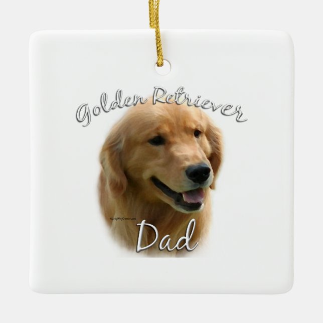 Golden Retriever Dad 2 Ceramic Ornament (Front)