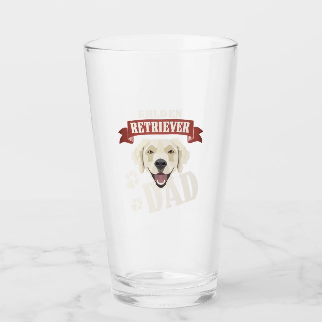 Golden Retriever Dad, Dog Dad Glass (Front)