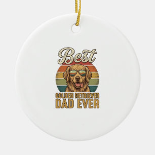 Golden Retriever Dad Ever Vintage Sunset Shirt Des Ceramic Ornament