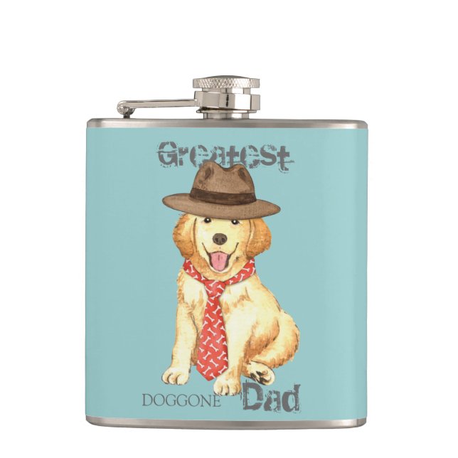 Golden Retriever Dad Hip Flask (Front)