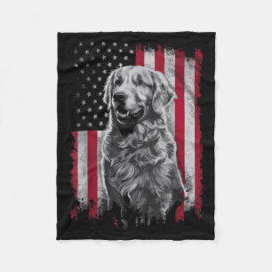 Golden Retriever Dad Mum America 4th of July Fleece Blanket