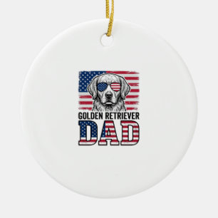 Golden Retriever Dad Patriotic Vintage Dog Shirt_1 Ceramic Ornament