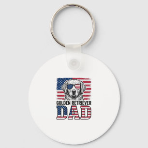 Golden Retriever Dad Patriotic Vintage Dog Shirt_1 Key Ring