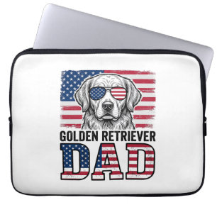 Golden Retriever Dad Patriotic Vintage Dog Shirt_1 Laptop Sleeve