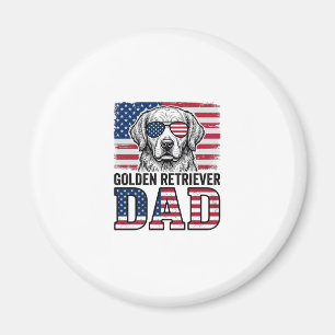 Golden Retriever Dad Patriotic Vintage Dog Shirt_1 Magnet