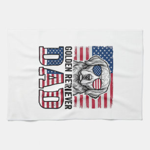 Golden Retriever Dad Patriotic Vintage Dog Shirt_1 Tea Towel