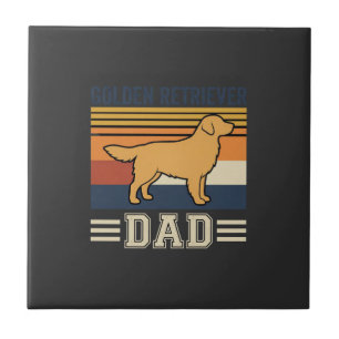 Golden Retriever Dad Retro Dog Ceramic Tile
