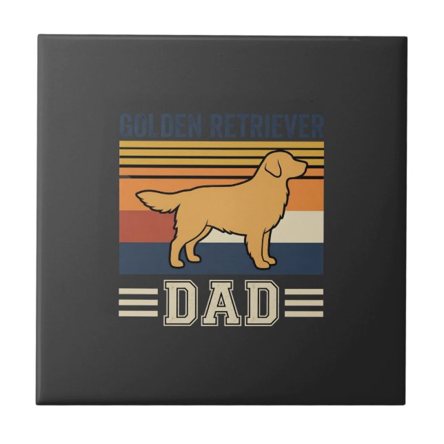 Golden Retriever Dad Retro Dog Ceramic Tile (Front)