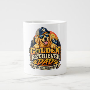 Golden Retriever Dad Retro Vintage Sunset Large Coffee Mug