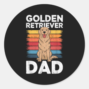 Golden Retriever Dad Shirt Men Daddy Dog Lover Fat Classic Round Sticker