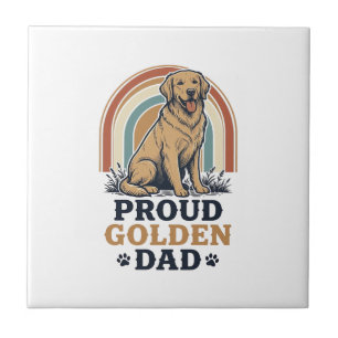 Golden Retriever Dad Shirt Vintage Dog Father Gift Ceramic Tile