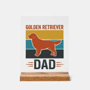 Golden Retriever Dad Vintage Dog Lover Vector Desi Acrylic Sign