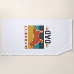 Golden Retriever Dad Vintage Dog Lover Vector Desi Beach Towel
