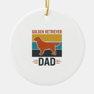 Golden Retriever Dad Vintage Dog Lover Vector Desi Ceramic Ornament