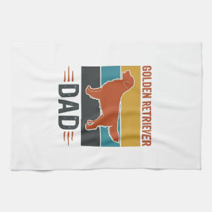 Golden Retriever Dad Vintage Dog Lover Vector Desi Tea Towel