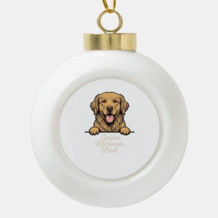 Golden Retriever Dad Vintage Engraving Ceramic Ball Christmas Ornament