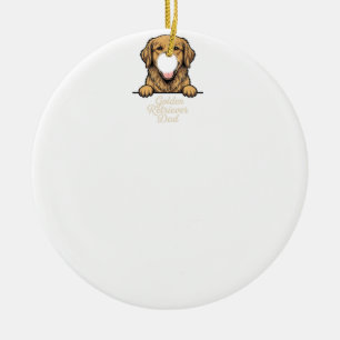 Golden Retriever Dad Vintage Engraving Ceramic Ornament