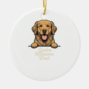 Golden Retriever Dad Vintage Engraving Ceramic Ornament