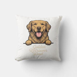 Golden Retriever Dad Vintage Engraving Cushion