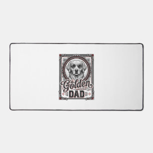 Golden Retriever Dad Vintage Engraving Design_1 Desk Mat