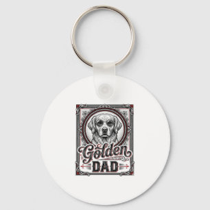 Golden Retriever Dad Vintage Engraving Design_1 Key Ring
