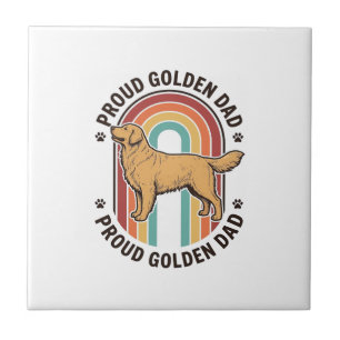 Golden Retriever Dad Vintage Engraving Dog Lover S Ceramic Tile