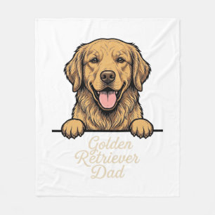Golden Retriever Dad Vintage Engraving Fleece Blanket