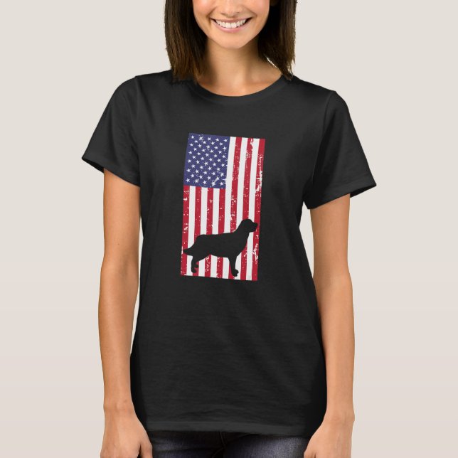 Golden Retriever Distressed Patriotic All American T-Shirt (Front)