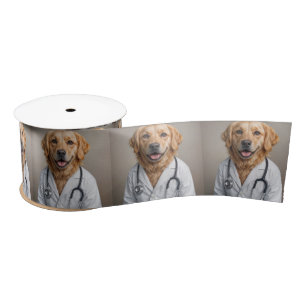 Golden Retriever Doctor With a Stethoscope Satin Ribbon
