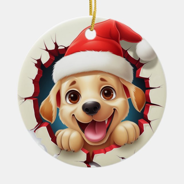 Golden Retriever Dog 3D Breakthrough Ornament (Front)