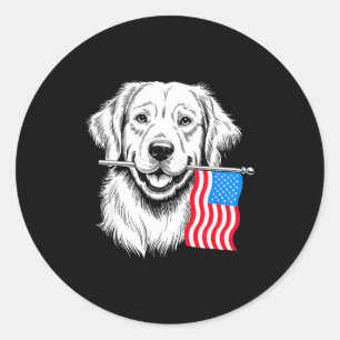 Golden retriever dog 4th of july merica american classic round sticker