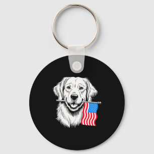 Golden retriever dog 4th of july merica american key ring