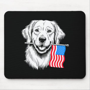 Golden retriever dog 4th of july merica american mouse pad