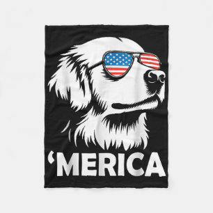 Golden Retriever Dog 4th Of July Merica  Fleece Blanket