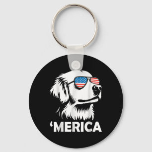 Golden Retriever Dog 4th Of July Merica  Key Ring