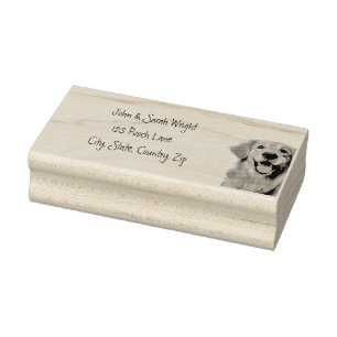 Golden Retriever Dog Address Label Rubber Stamp