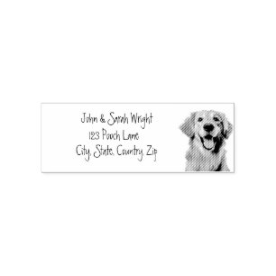 Golden Retriever Dog Address Label Self-inking Stamp