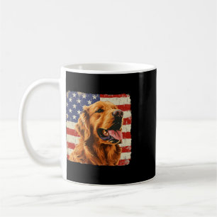 Golden Retriever Dog America Flag Shirt Independen Coffee Mug
