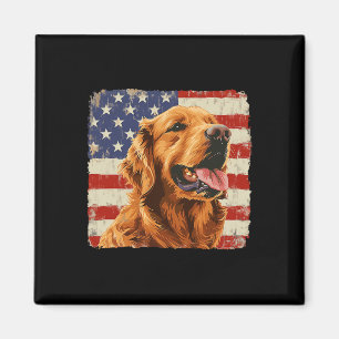 Golden Retriever Dog America Flag Shirt Independen Magnet