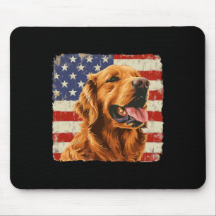 Golden Retriever Dog America Flag Shirt Independen Mouse Pad