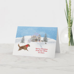 Golden Retriever Dog and Christmas Snow Holiday Card