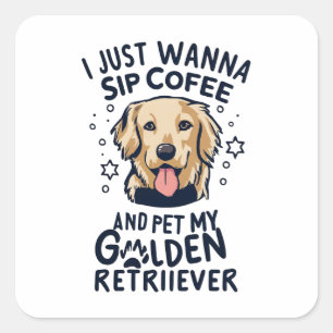 Golden Retriever Dog And Coffee Lovers Square Sticker