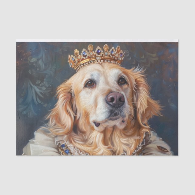 Golden Retriever Dog Art Dressed as Royalty Tissue Paper (Front)