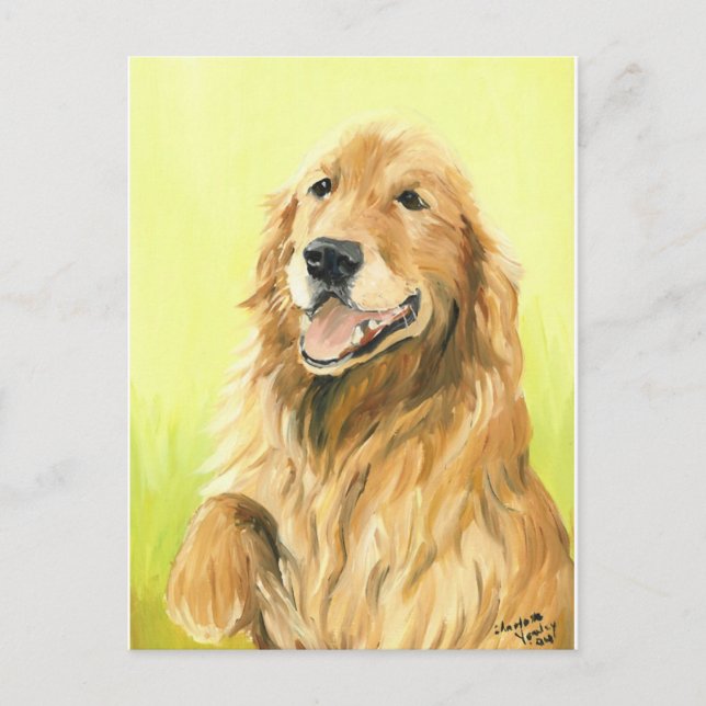 Golden Retriever Dog Art Postcard (Front)