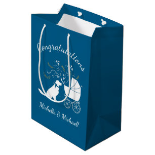 Golden Retriever Dog Baby Shower Blue Boy Medium Gift Bag