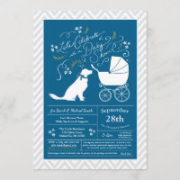 Golden Retriever Dog Baby Shower French Blue Boy