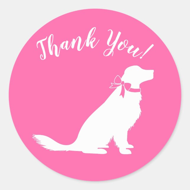 Golden Retriever Dog Baby Shower Pink Girl Classic Round Sticker (Front)