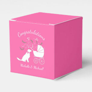 Golden Retriever Dog Baby Shower Pink Girl Favour Box