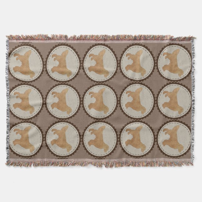 Golden Retriever Dog Badge Pattern Throw Blanket (Front)