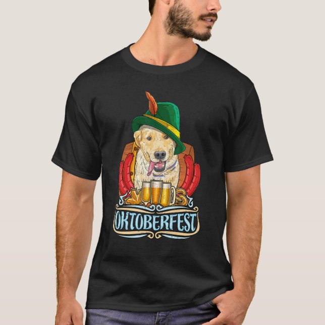 Golden Retriever Dog Beer Oktoberfest Prost Beer F T-Shirt (Front)